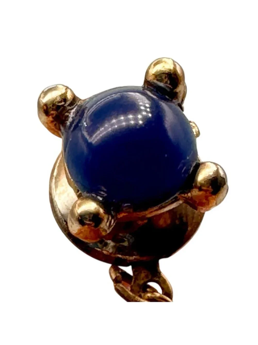 Vintage Blue Moonstone Cufflinks and Tie Tack Set 1960s Gold Tone Acrylic Stone